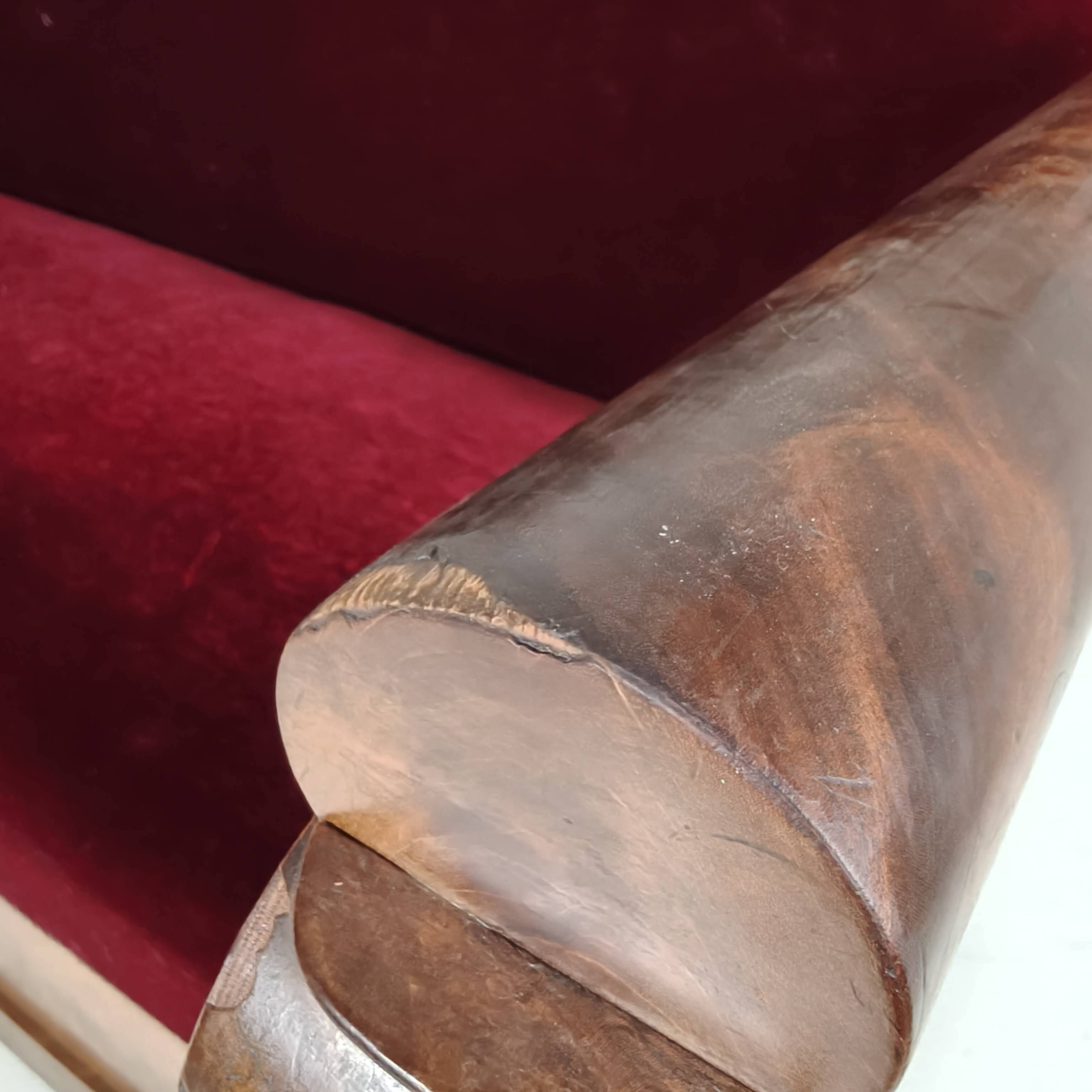 Empire Walnut Red Sofa, early 19th Century