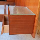 With suspended nightstands vintage teak bed