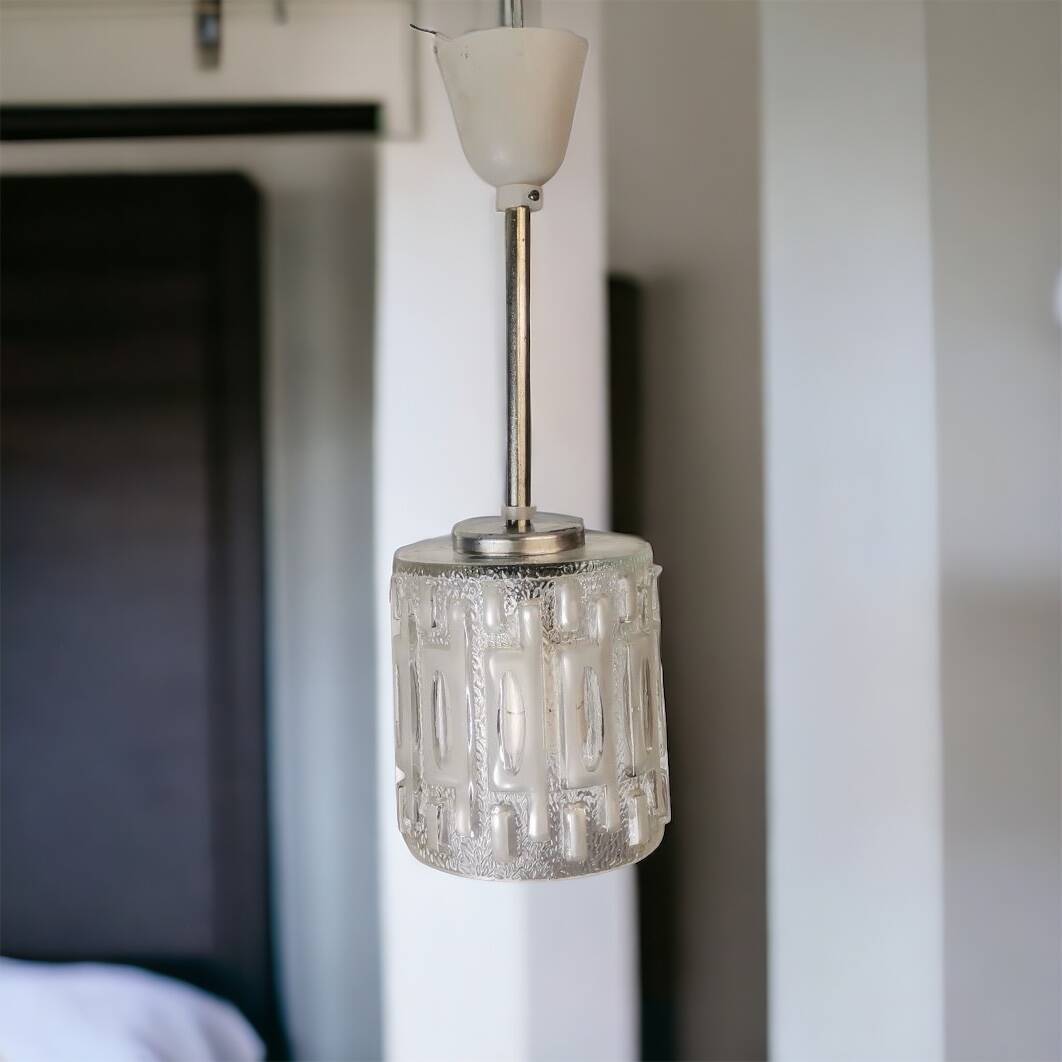 Minimalist simple glass hanging lamp USSR 1970s