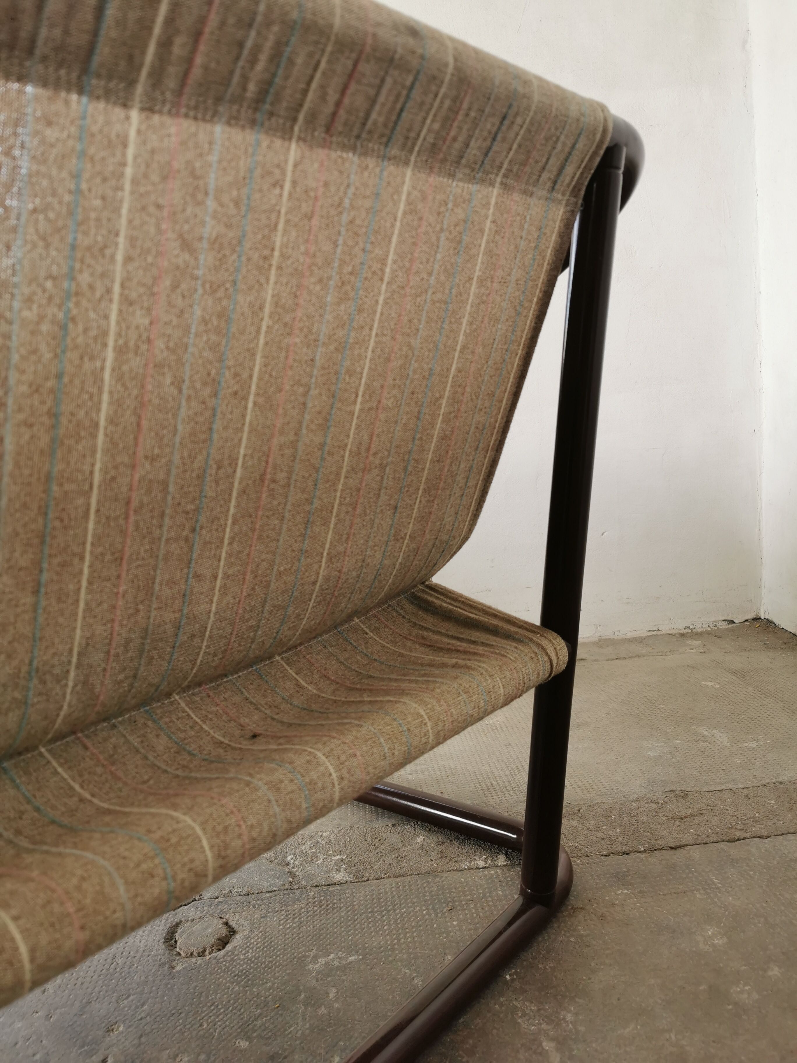 Tubular metal bench from the 80s