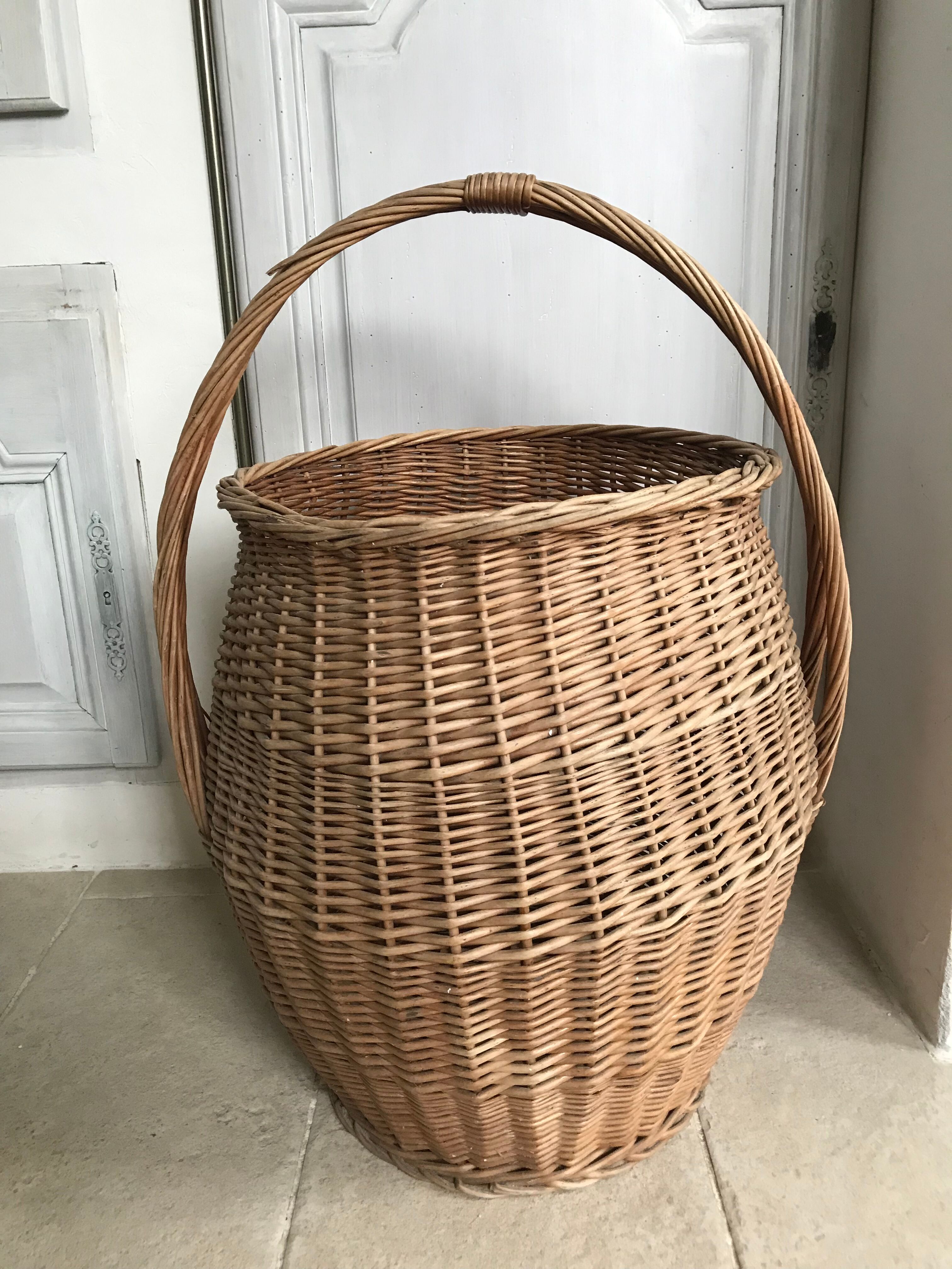 Panier en osier vintage 70 cm