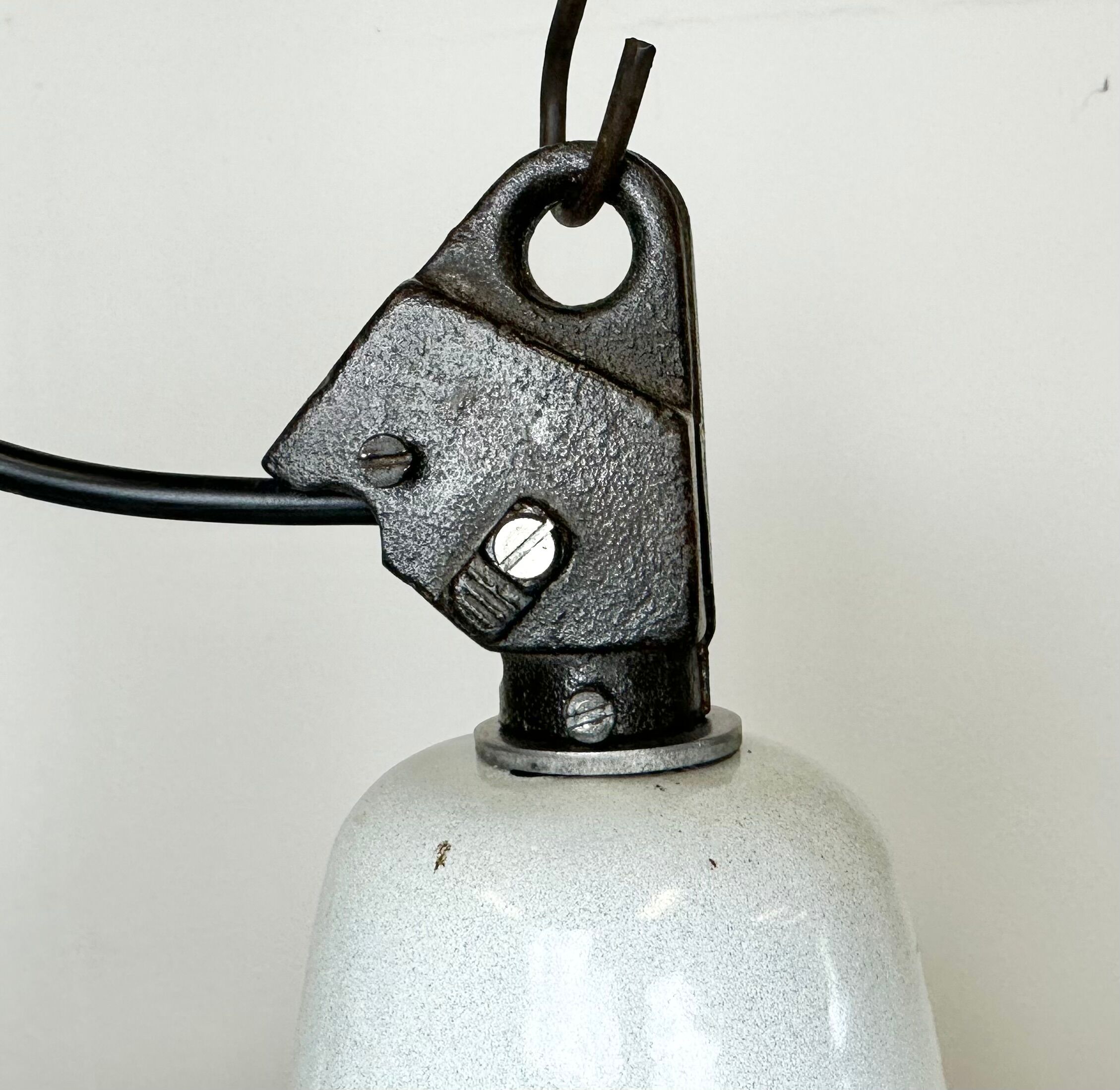 Industrial White Enamel Factory Pendant Lamp, 1960s