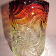 Old large crystal bottle Baccarat red model multiple rosettes H 21.5 cm