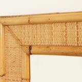 1970s wall mirror in rattan and cane, Spain