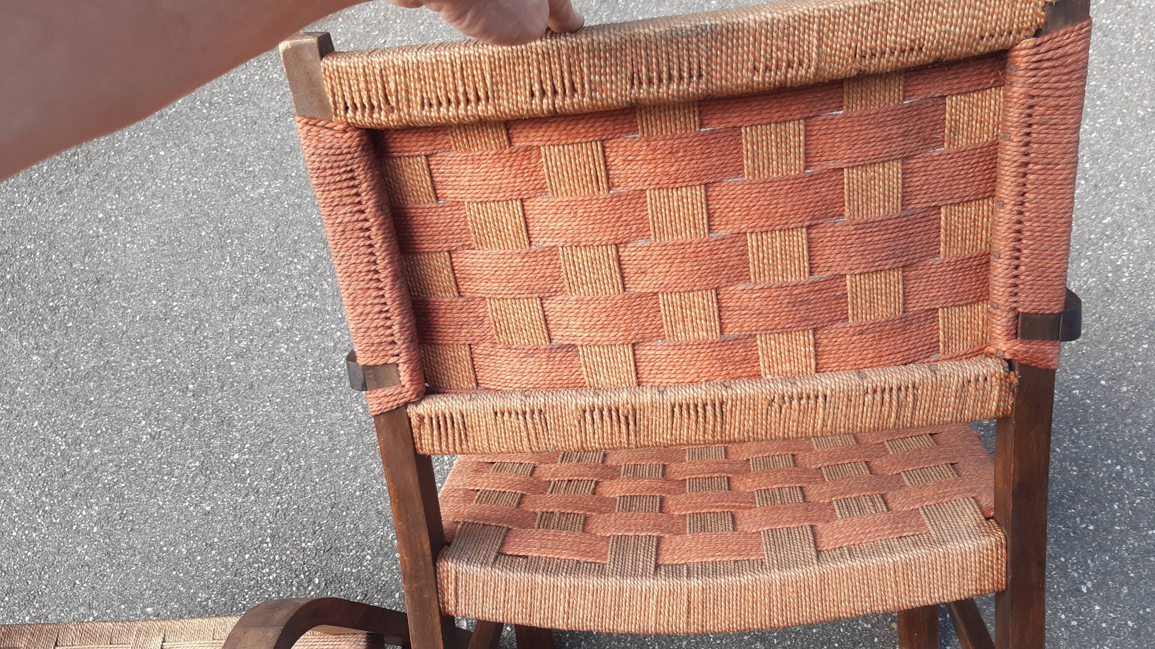 Braided rope and oak armchairs 50