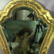 Miroir biseauté en bois et stuc doré 49 x 35,5 cm