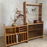 Showcase library vintage vinyl record cabinet solid oak