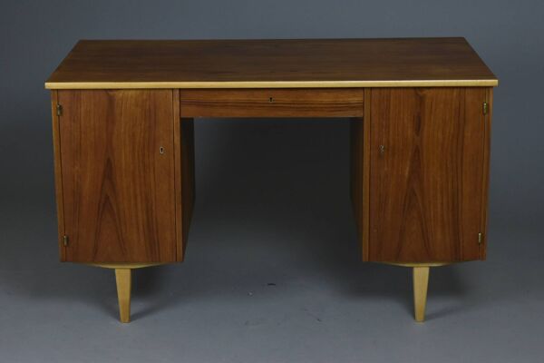 Bureau suédois double face en teck, fin des années 1950/début des années 1960, SMB Bodafors