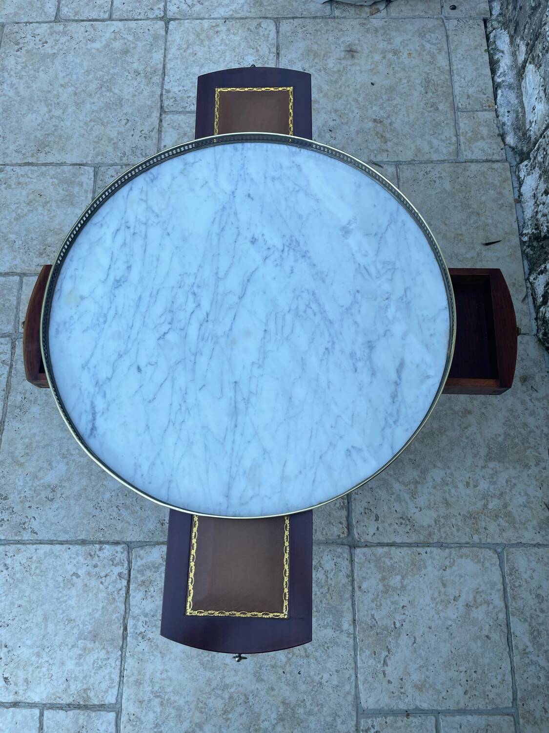 Bouillotte table in blond mahogany, Louis XVI style, 20th century period