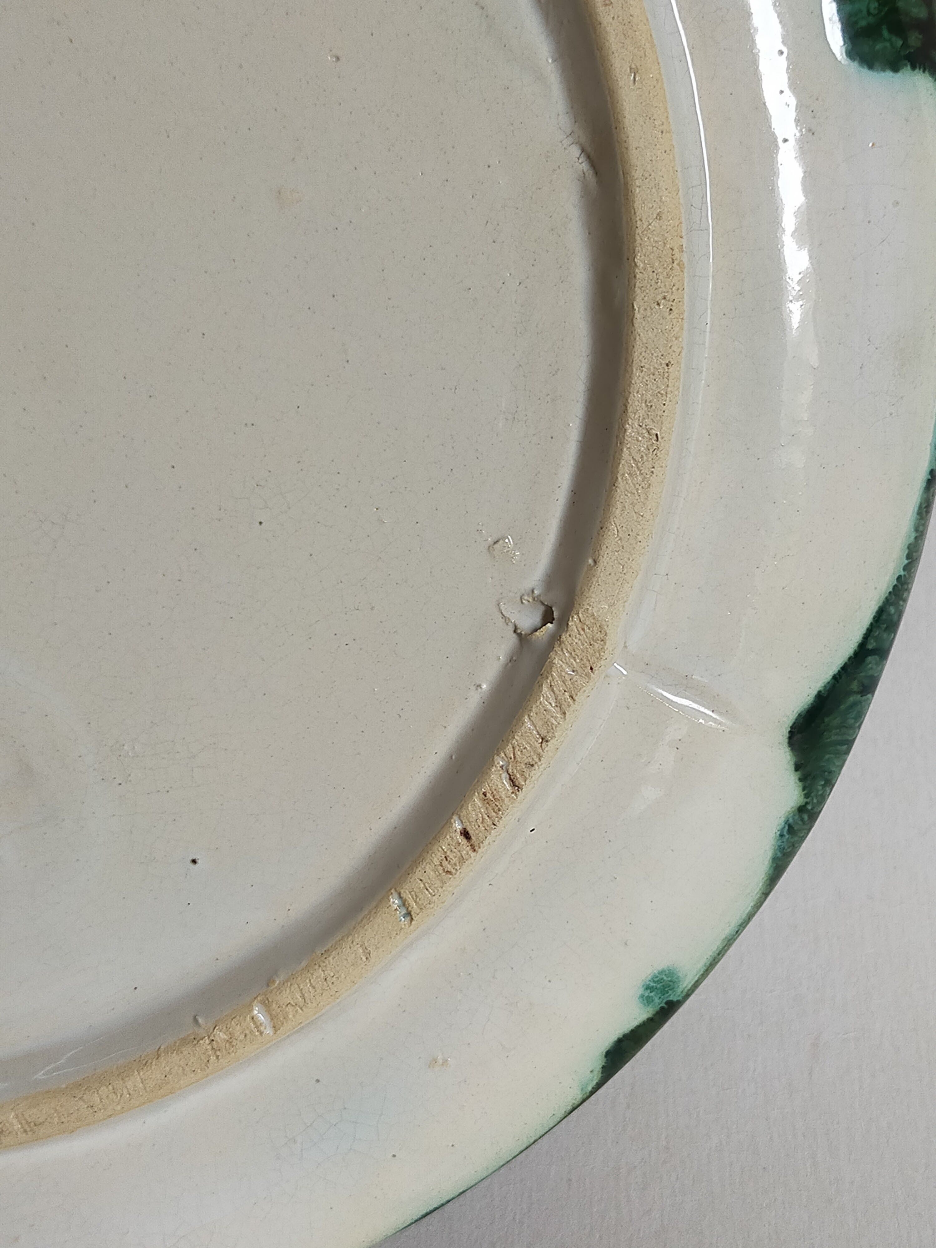 Plate in old barbotine with lobster