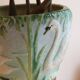 Cache-pot in earthenware Art Nouveau, Saint-Clément factory, around 1900.