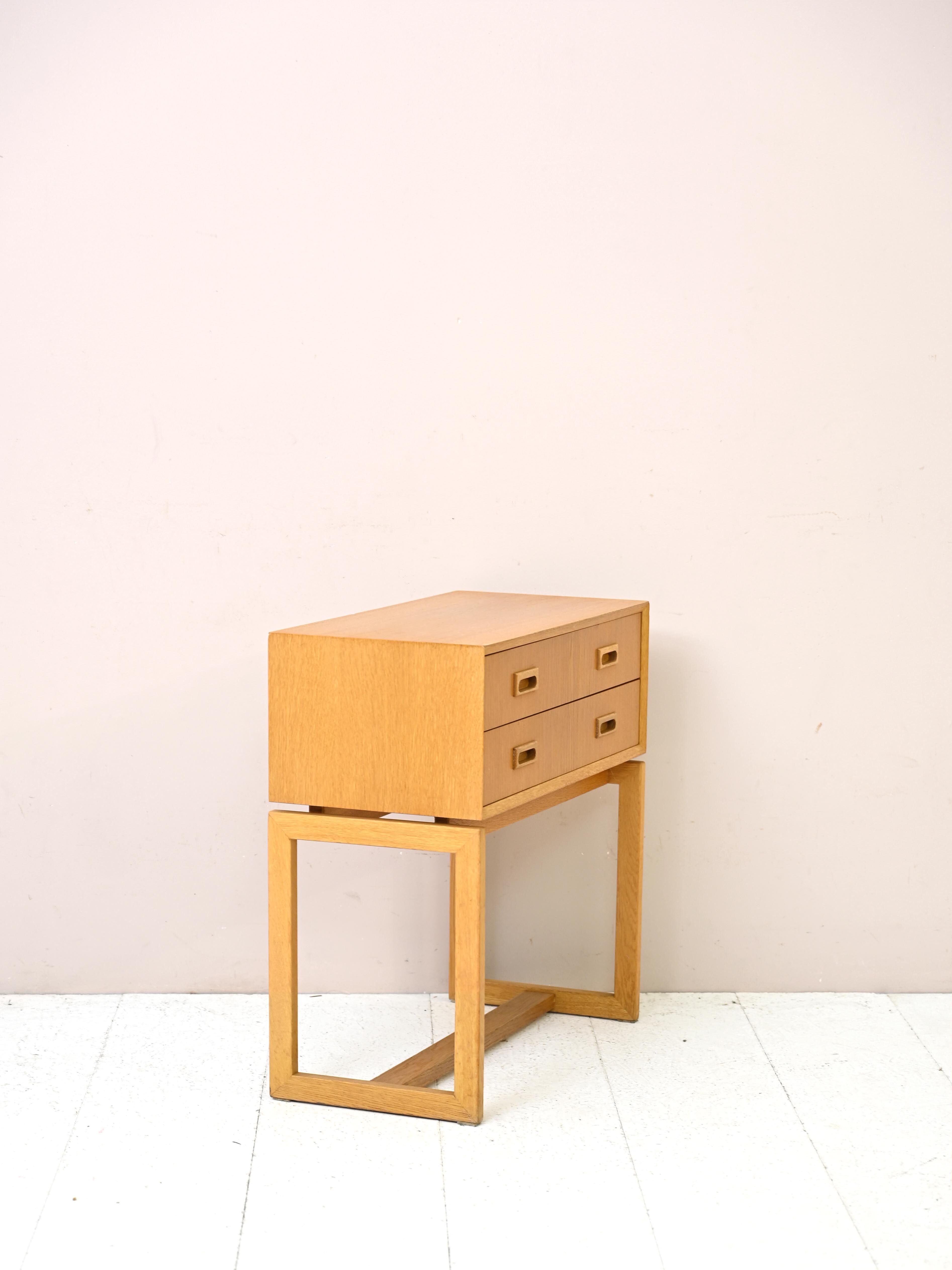 Scandinavian oak chest of drawers with two drawers