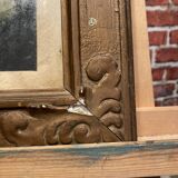 Framed painting of a man on mica.