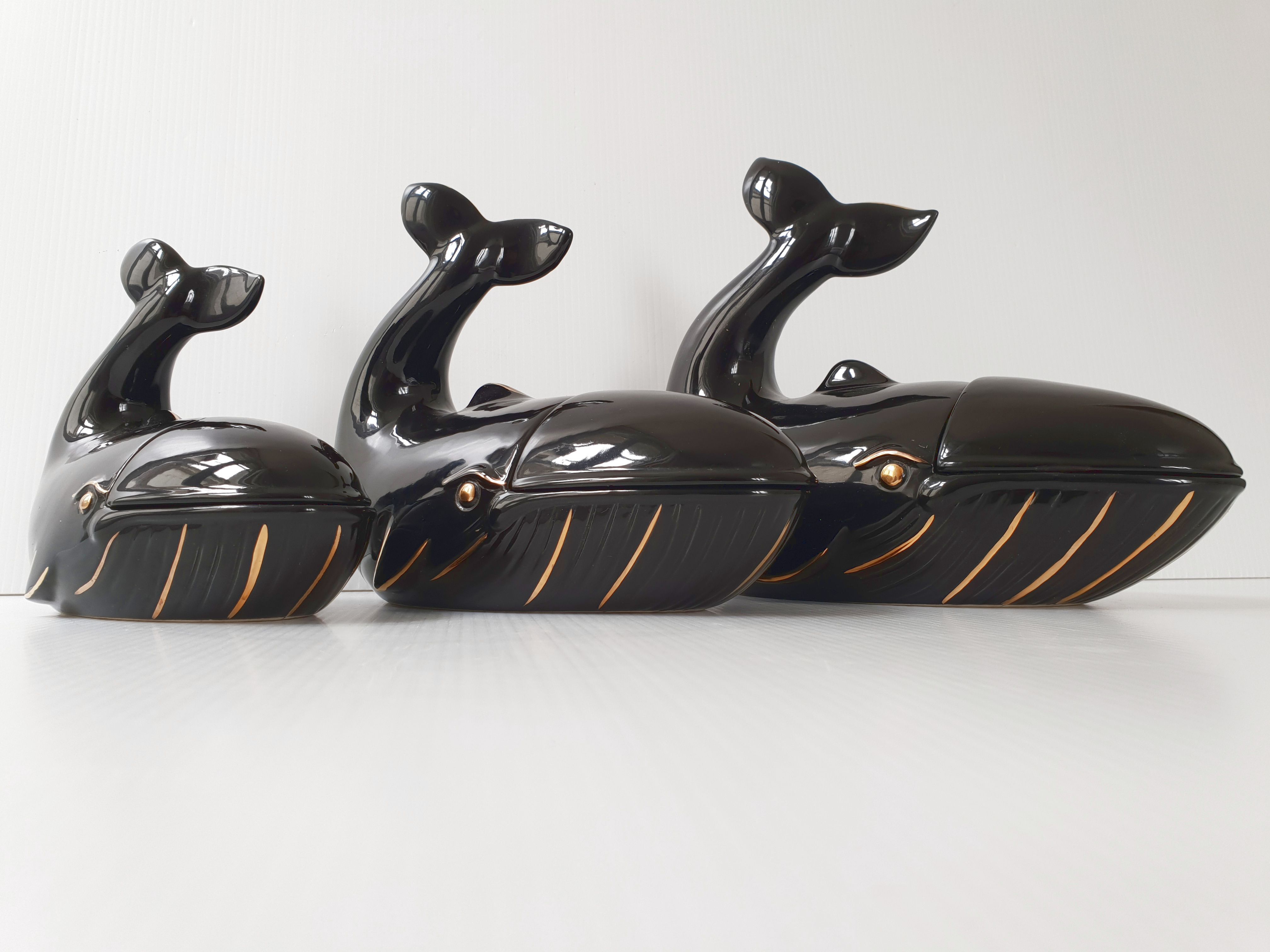 Suite de 3 vide-poches baleine 1960 vintage
