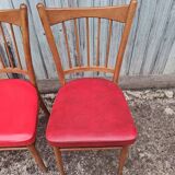 Chaises de bistrot en Skaï rouge