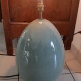 Celadon green cracked earthenware egg lamp foot