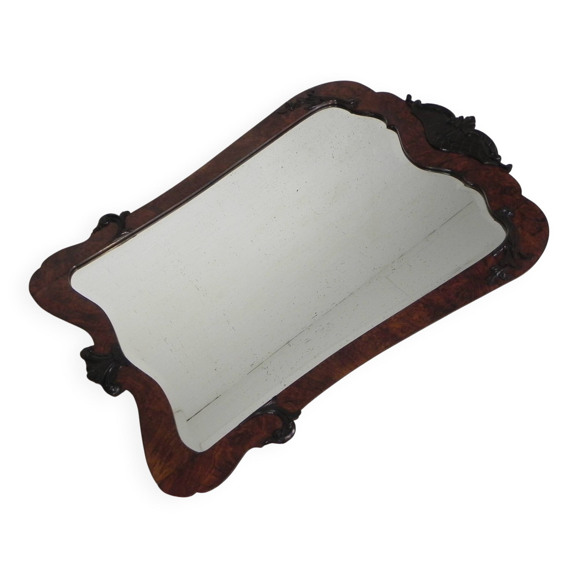 Romantic mirror with faceted glass in a walnut frame, 1942