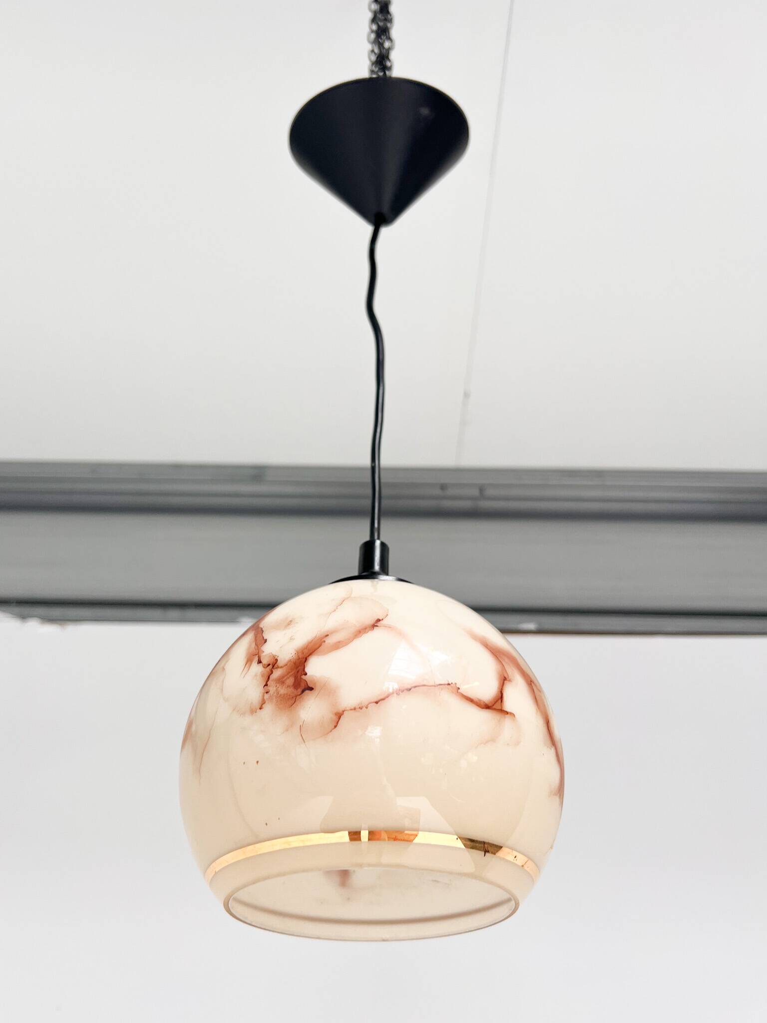 Round vintage ceiling lamp with marble pattern, 1960s