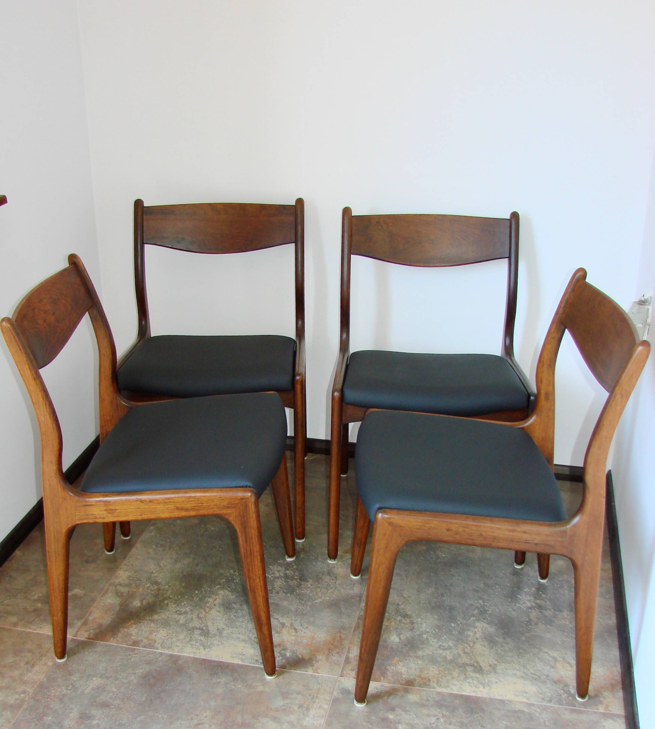 Set of 4 vintage rosewood chairs from the 1960s, Richbilt, Johannes Anderse