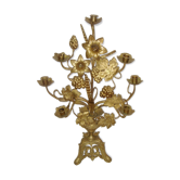 Early 20th century bronze church candlestick (wheat, grapes, flowers)