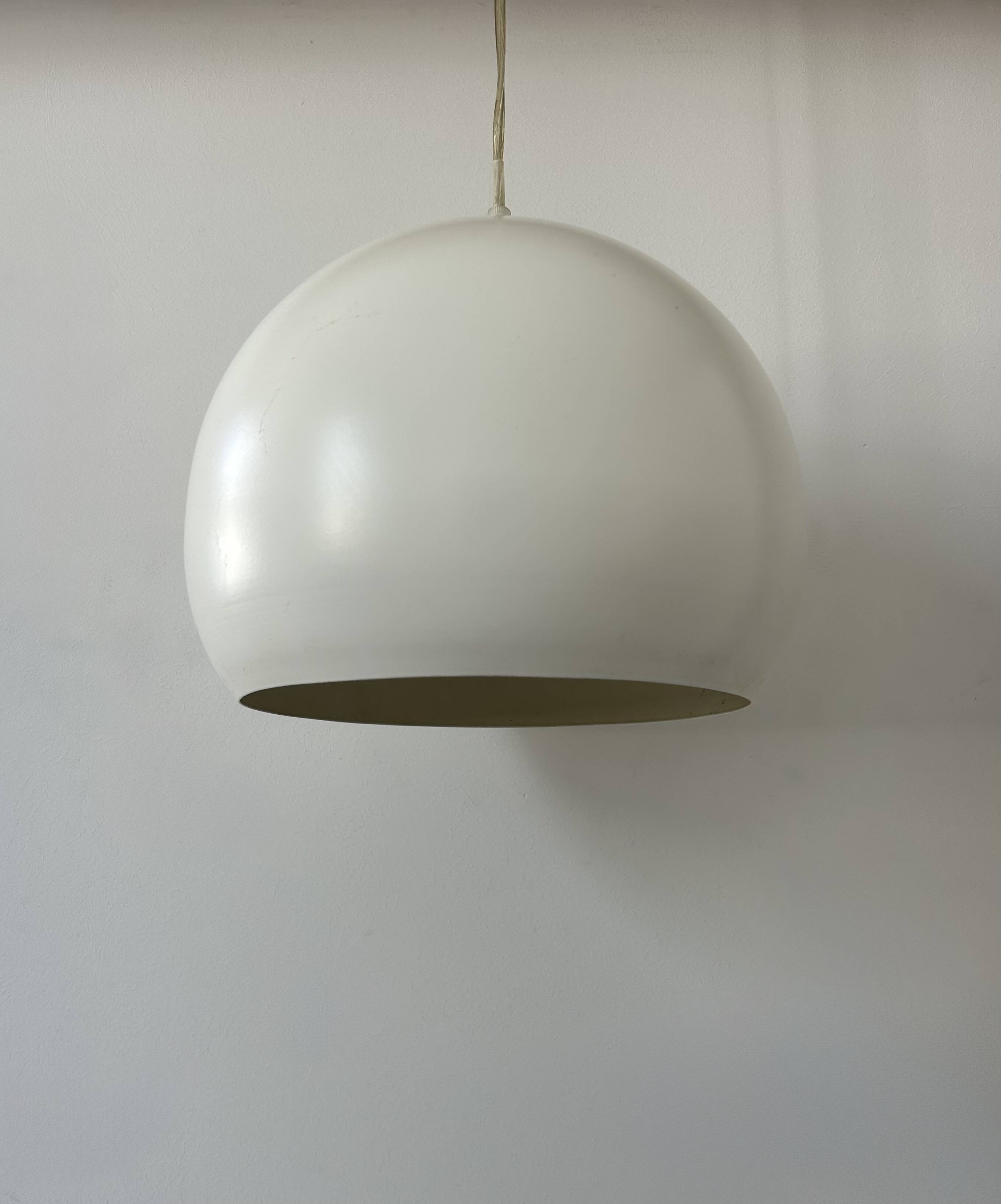 Vintage white metal pendant light, France 1980
