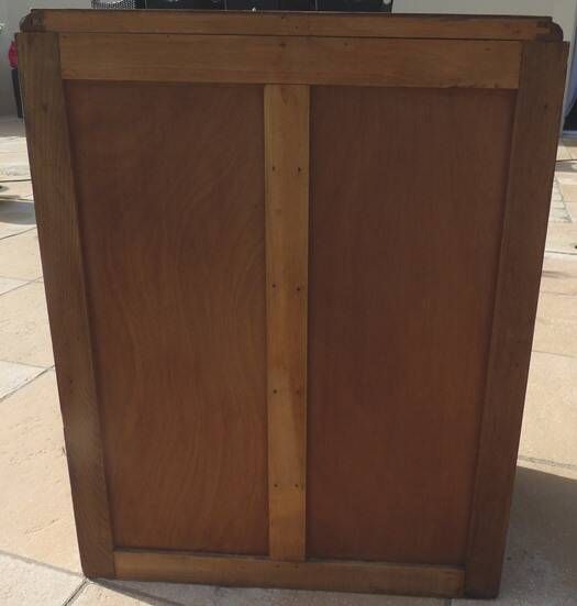 Antique upholsterer furniture with 3 drawers and a false drawer door – Completely restored