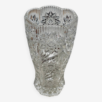 Large molded crystal vase