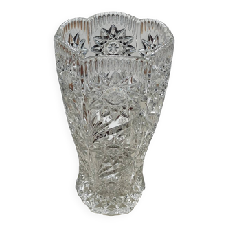 Large molded crystal vase