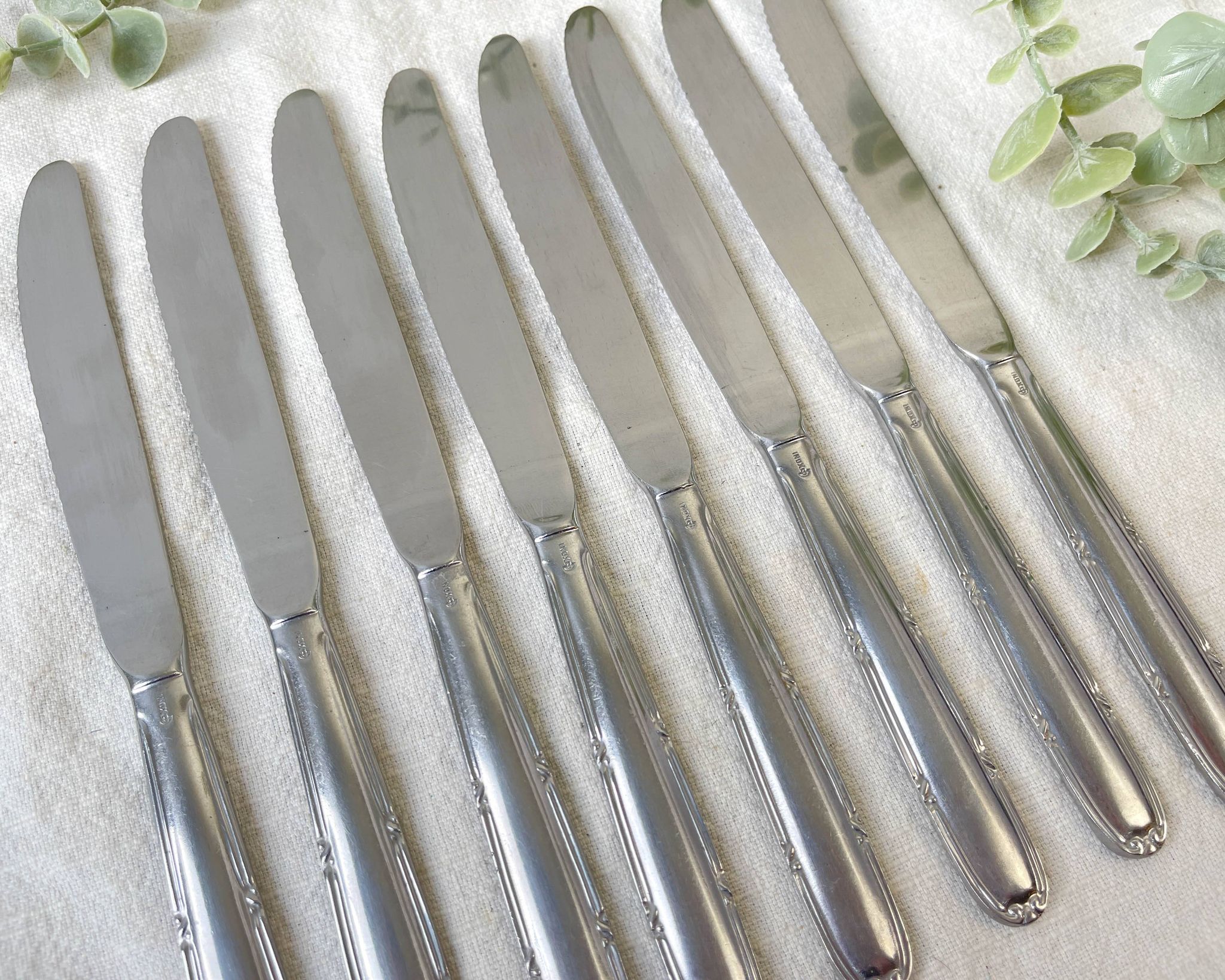 8 vintage stainless steel knives made in France