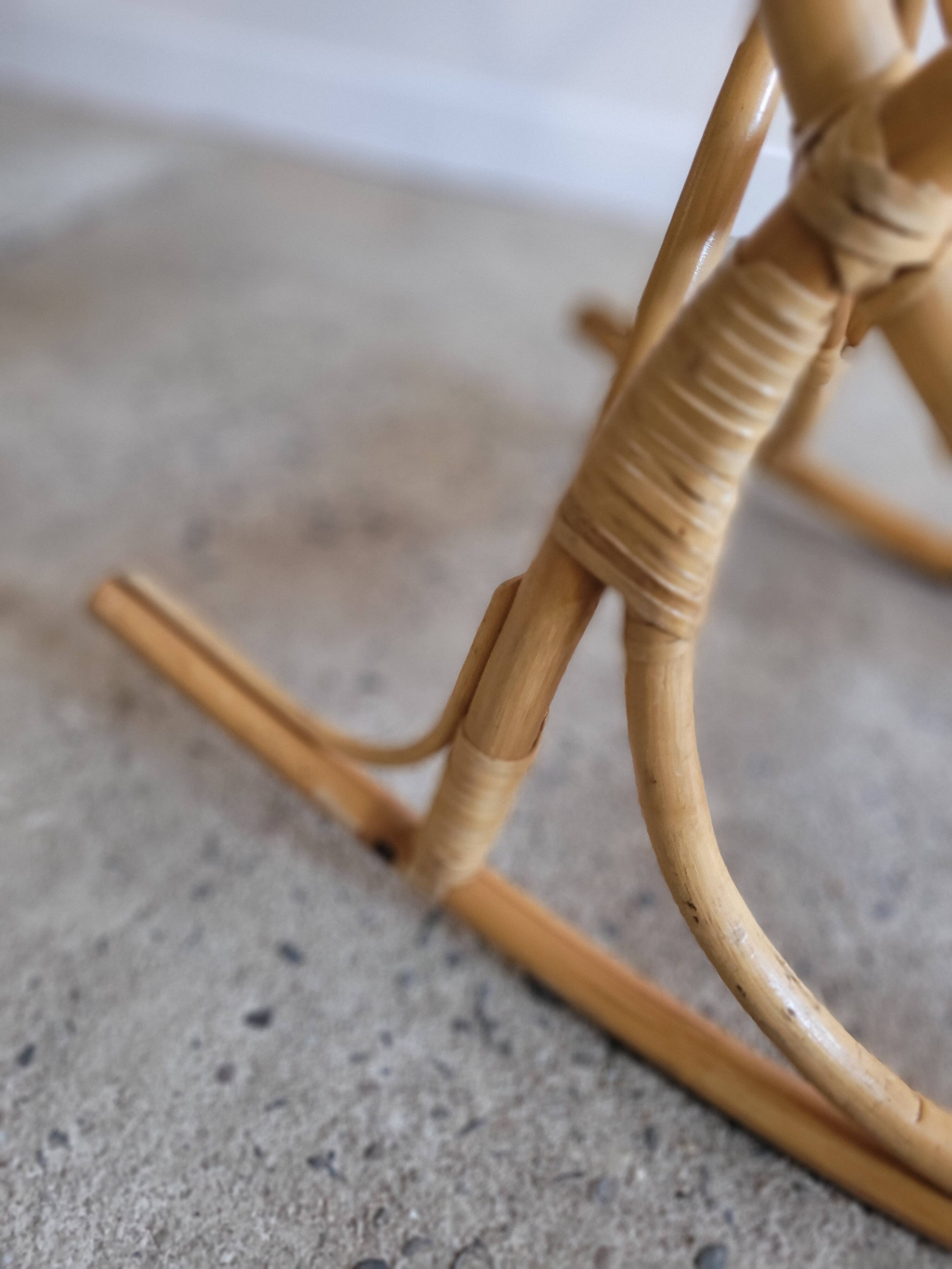 Vintage rattan rocking chair for children