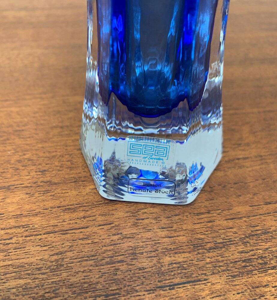 Vintage Glass Art Vase by Renate Stock for Sea Glasbruk, Sweden, 1970s