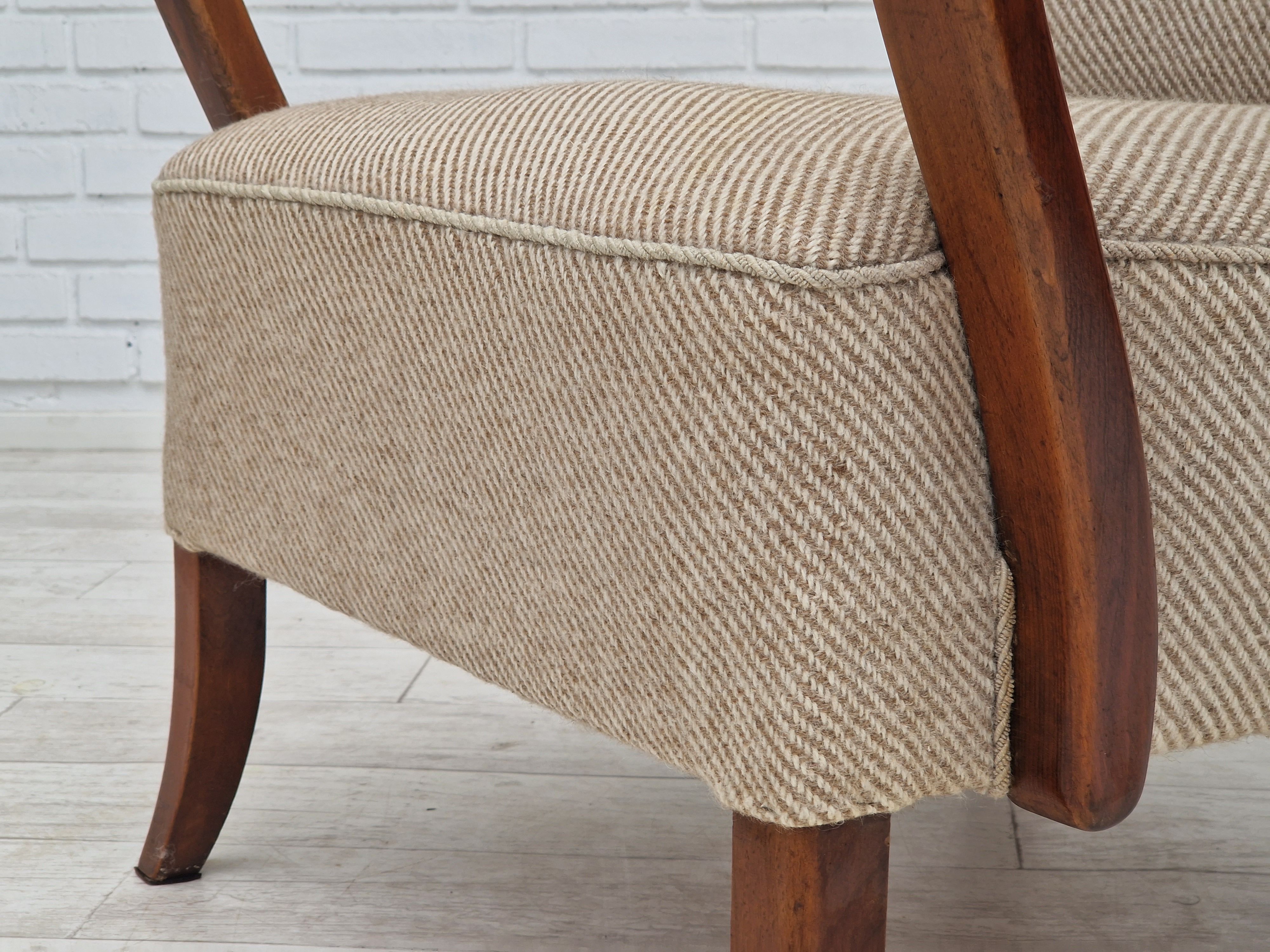1960s, Danish design, armchair in quality furniture wool fabric.