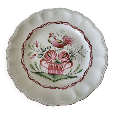 Assiette ancienne au coq – Keller & Guérin Lunéville