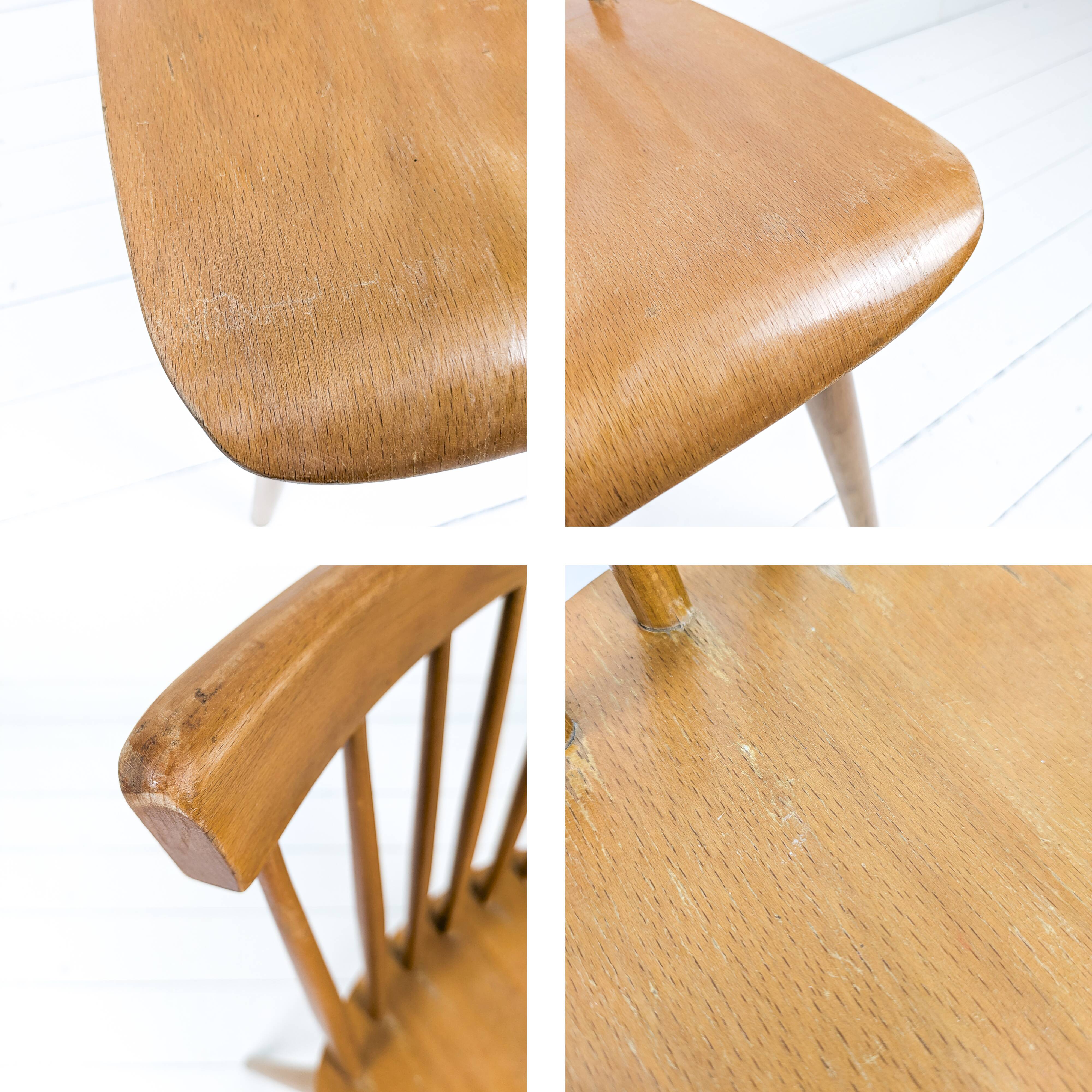 Lot de 2 chaises vintage Mid-Century à barreaux en bois design danois rétro