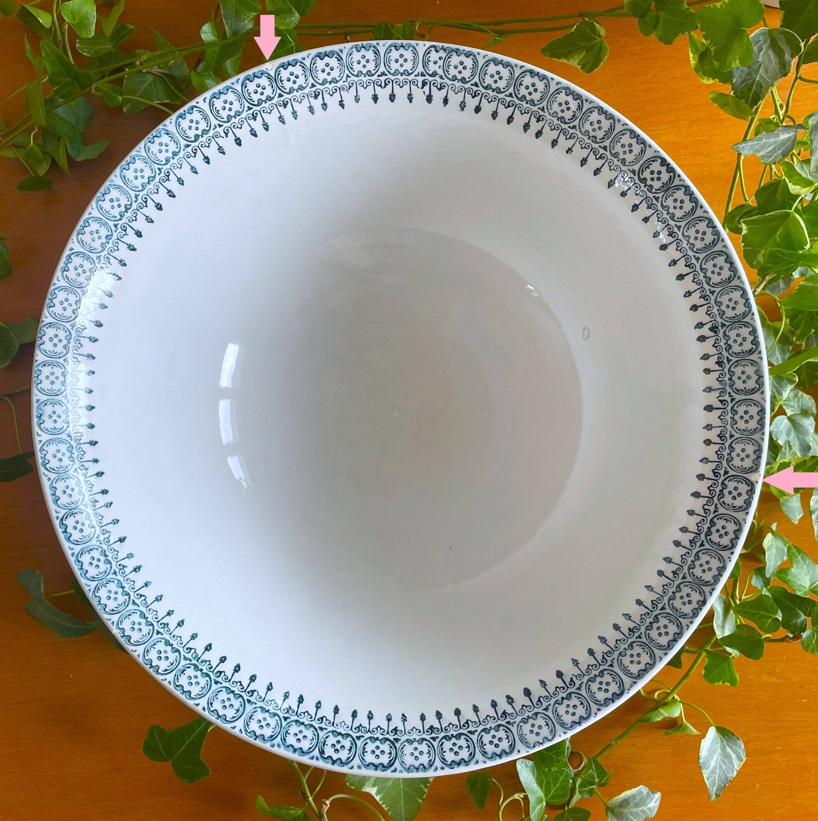 Large antique earthenware salad bowl from Saint-Amand (North)
