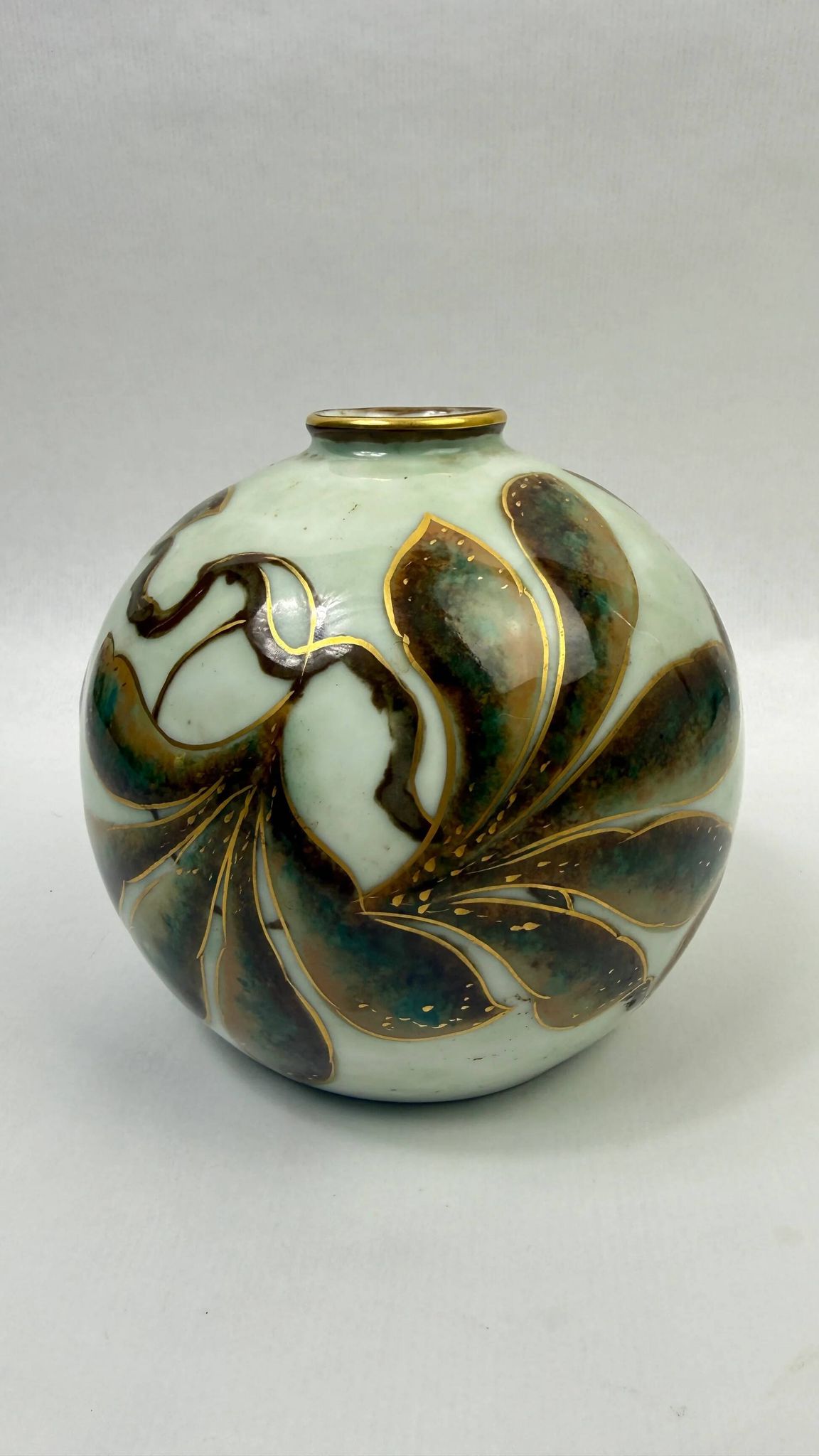 Camille Tharaud, Limoges, round porcelain vase, hand-decorated.