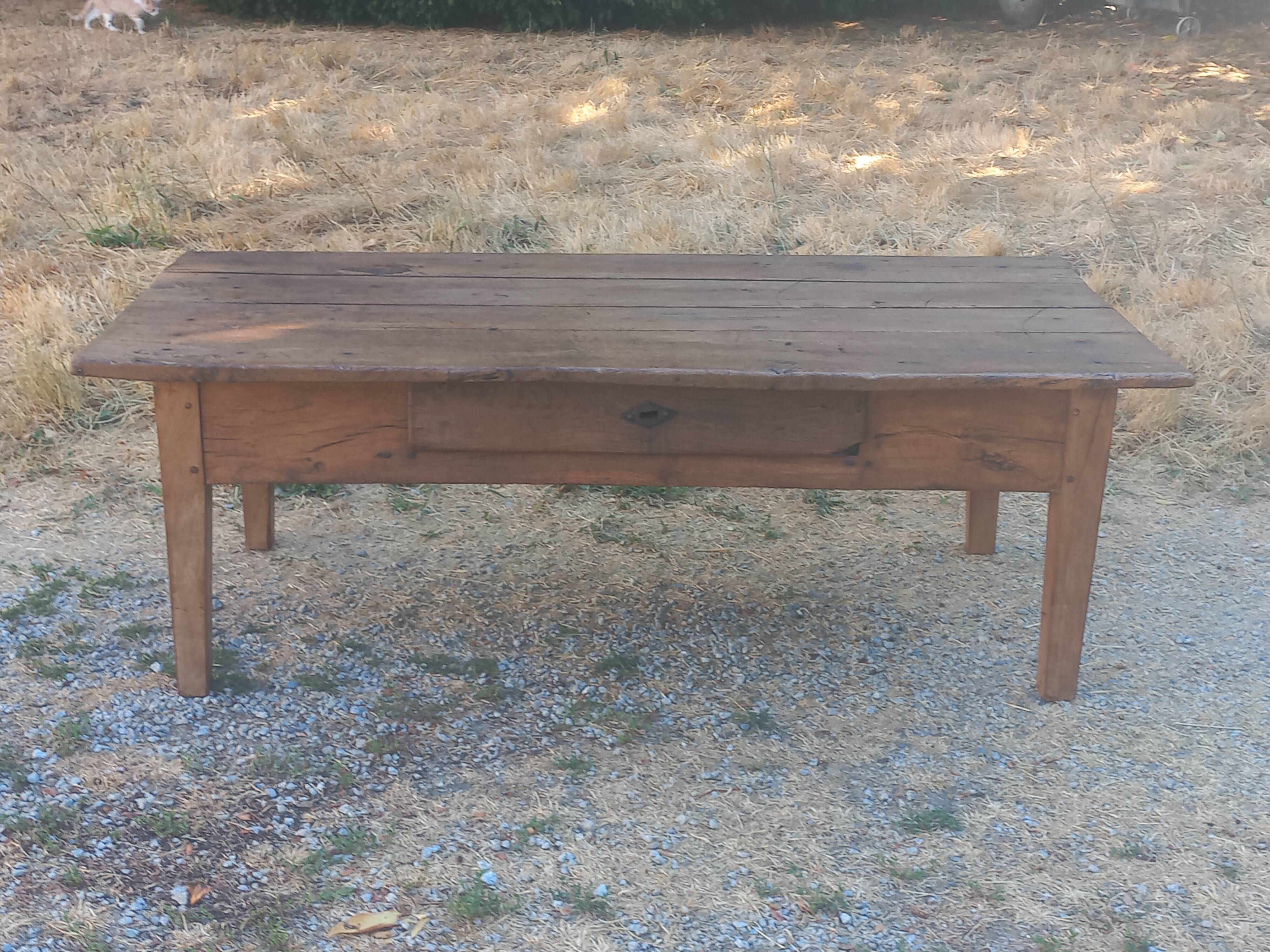 19th-century oak farmhouse coffee table 149cm