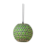 Green rattan globe chandelier
