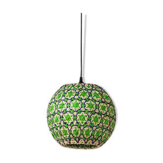 Green rattan globe chandelier