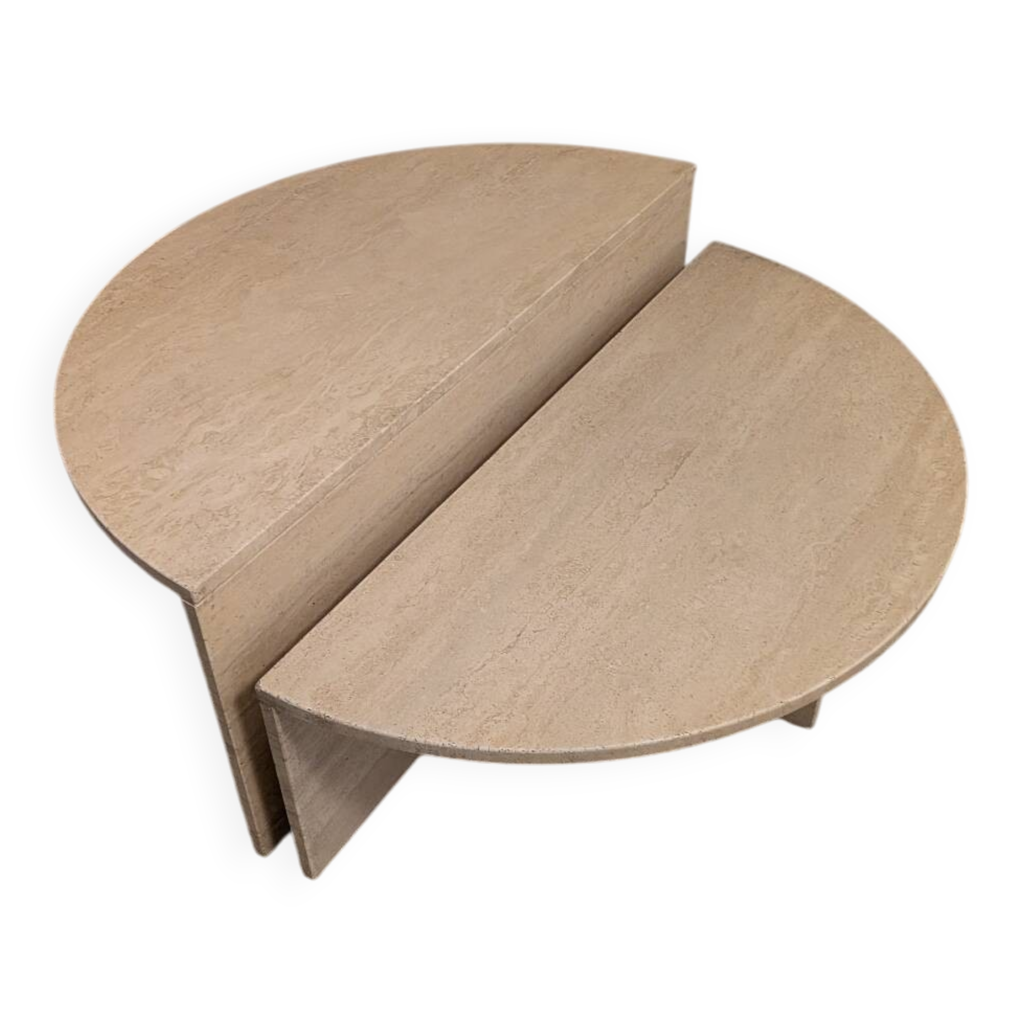 Table basse ronde en travertin par Up & Up, Italie 1970