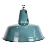Large Industrial Petrol Enamel Factory Pendant Lamp, 1960s