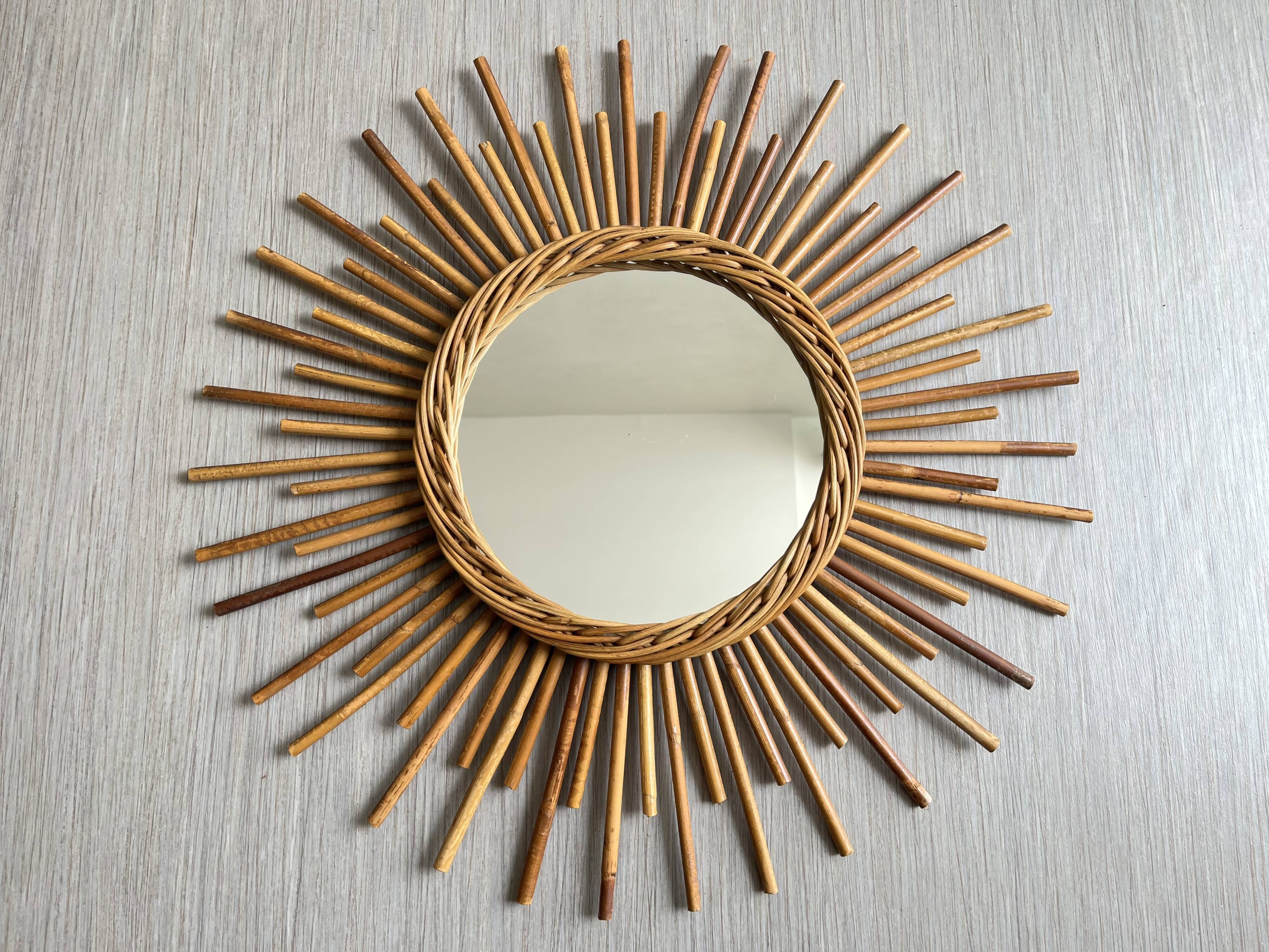 Rattan sun mirror