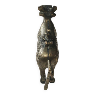 Ancien encrier/vache sacrée décorative. perse/iran qadjar. en bronze patine dorée