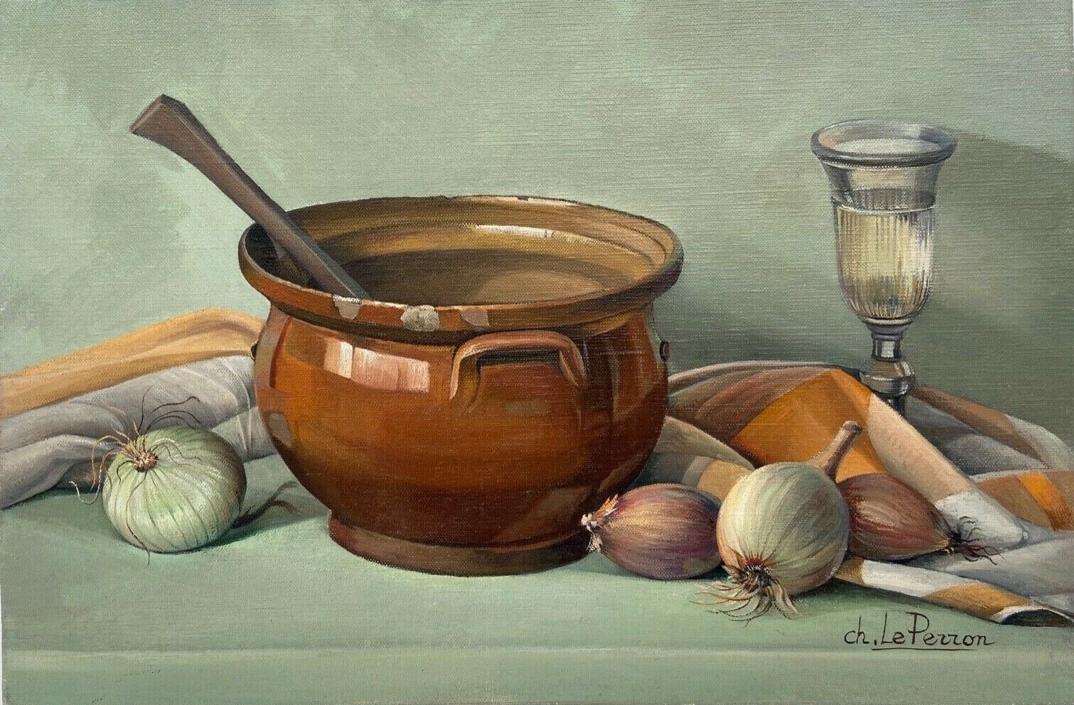 Huile sur toile par Charlène le Perron l'ecuelle jaune nature morte