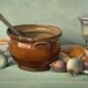 Huile sur toile par Charlène le Perron l'ecuelle jaune nature morte