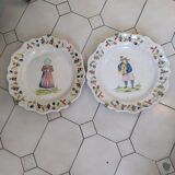 Paire d'assiettes anciennes faience de malicorne