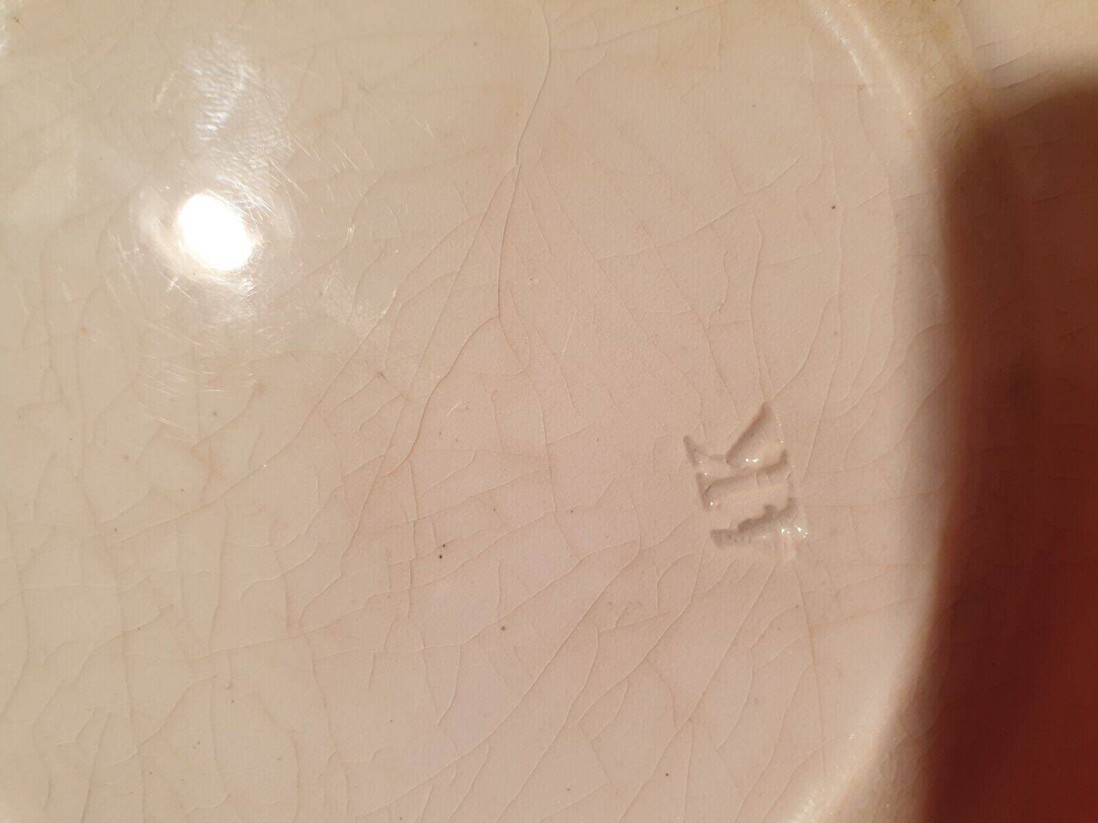 Gien earthenware ceramic soup plate with blue eagle decoration