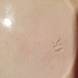 Gien earthenware ceramic soup plate with blue eagle decoration