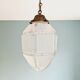 Art Deco pendant lamp in satin glass and bronze frame