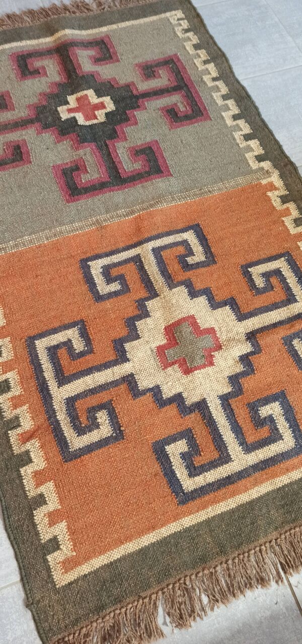 Tapis Kilim en coton et toile de jute - 90cm x 160cm